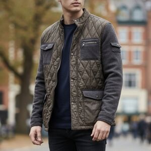 Men's Black & Brown Quilted Jacket size medium